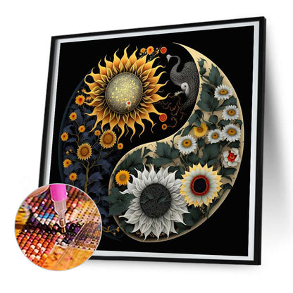 Taichi Yin And Yang Figure Color Changing Sunflower - Full Round Drill Diamond Painting 30*30CM