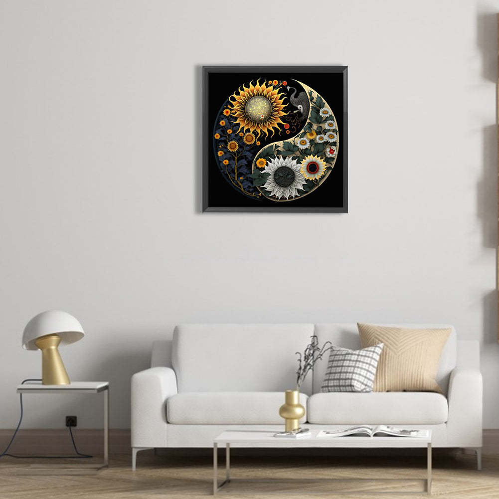 Taichi Yin And Yang Figure Color Changing Sunflower - Full Round Drill Diamond Painting 30*30CM