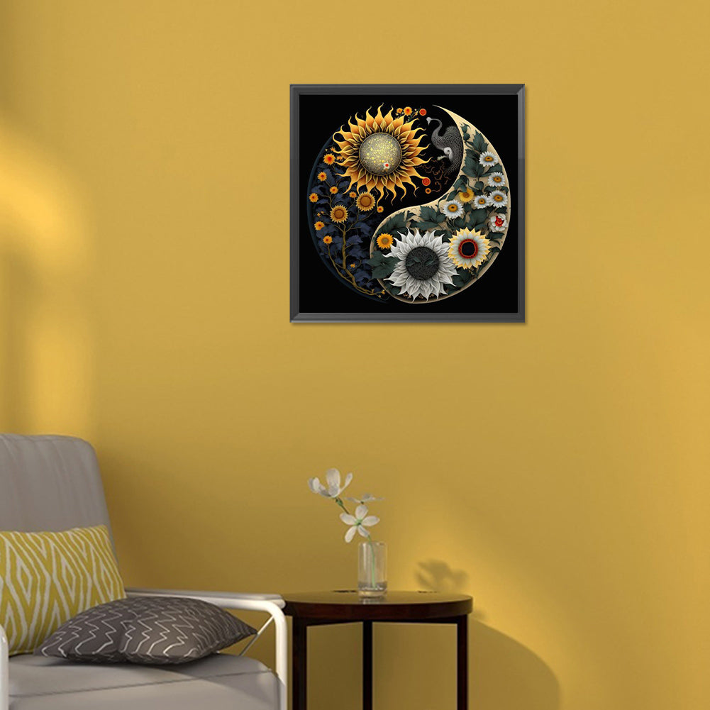 Taichi Yin And Yang Figure Color Changing Sunflower - Full Round Drill Diamond Painting 30*30CM