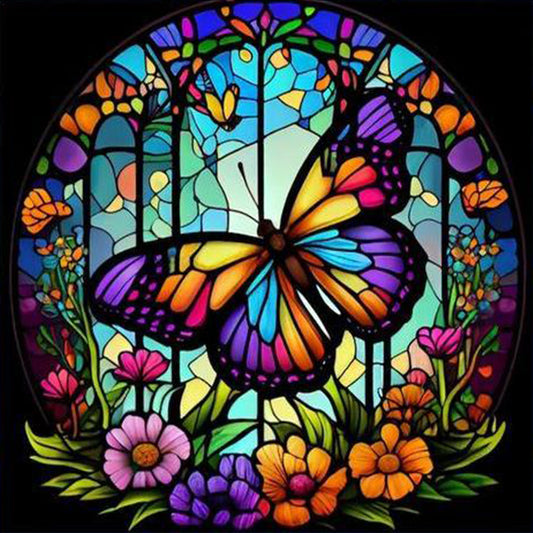 Painted Butterfly Glass Painting - Full Round Drill Diamond Painting 30*30CM