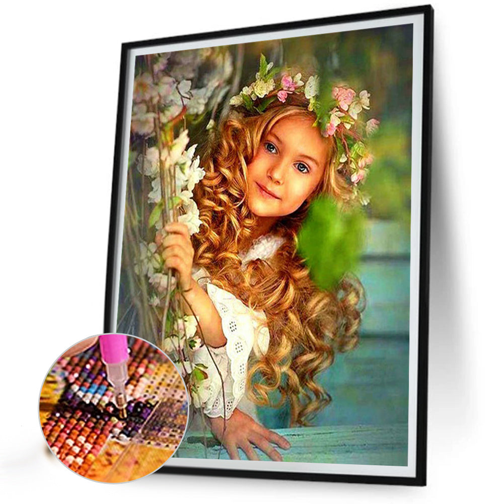 Little Girl Under The Branch - Full Round Drill Diamond Painting 50*60CM