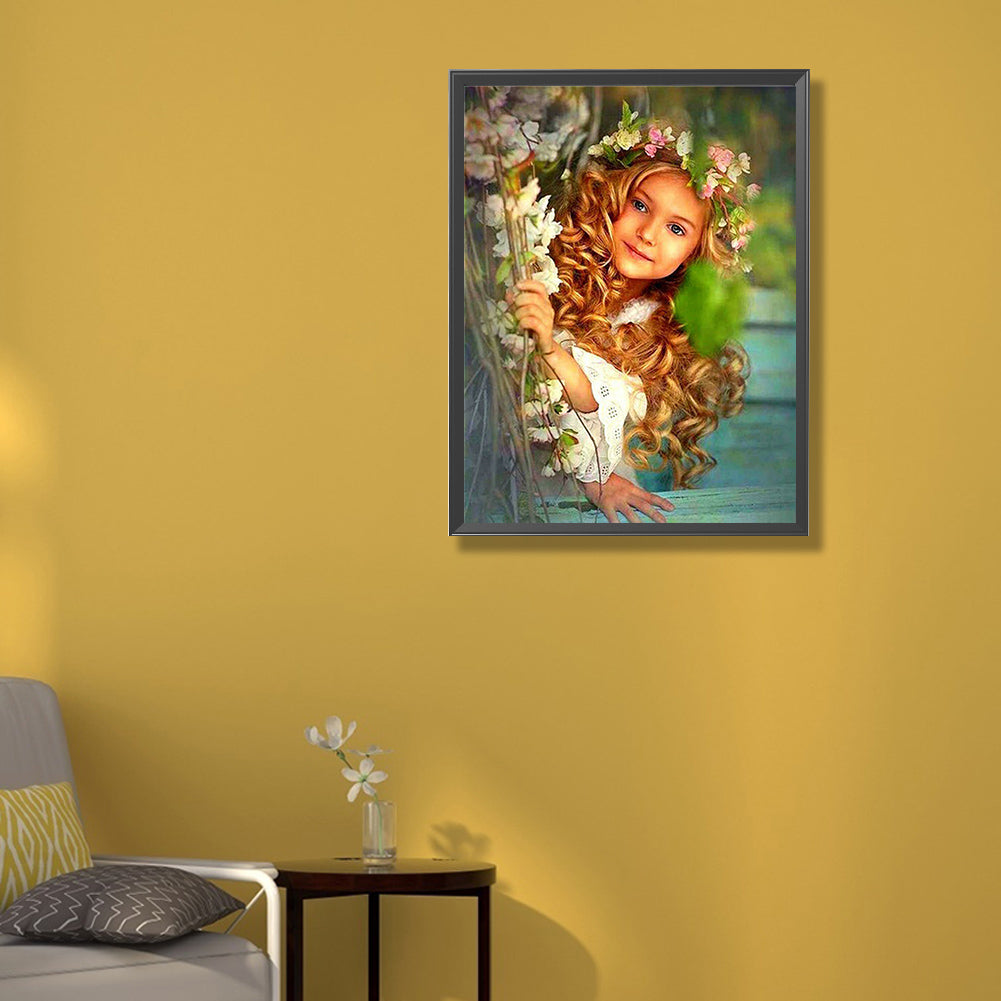 Little Girl Under The Branch - Full Round Drill Diamond Painting 50*60CM