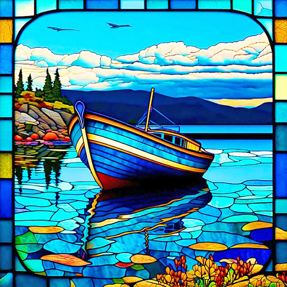 Sea Boat - Full Round Drill Diamond Painting 30*30CM