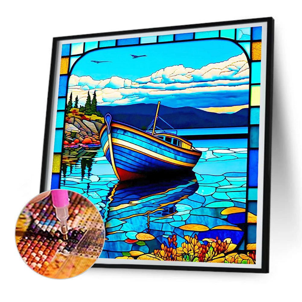 Sea Boat - Full Round Drill Diamond Painting 30*30CM