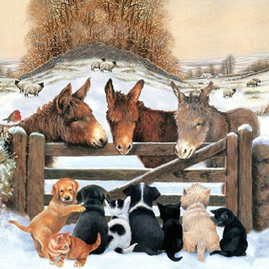 Donkey And Dog - Full Square Drill Diamond Painting 30*30CM