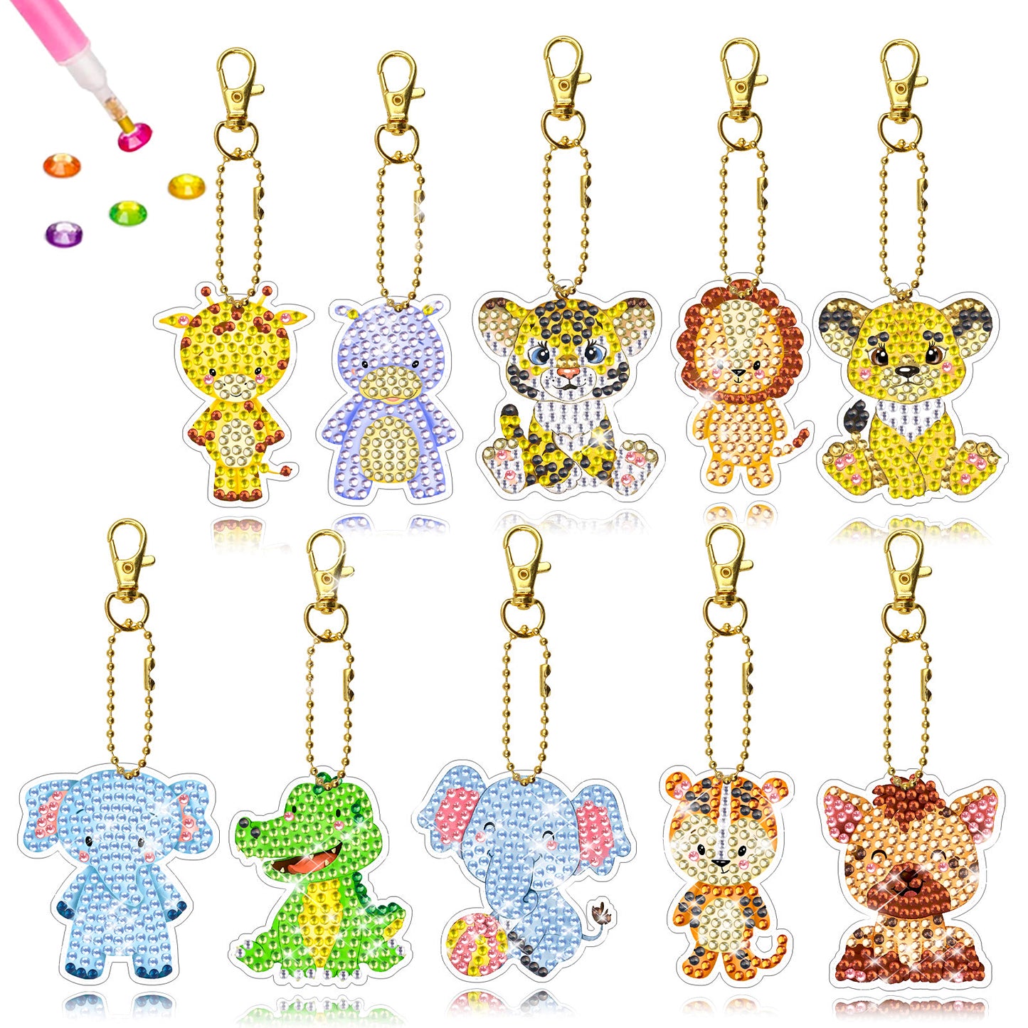 10pcs Diamond Art Key Rings Art Craft 5D Hanging Ornaments DIY Bag Pandant Gifts