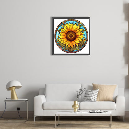 Sunflower Glass Painting - Full Round Drill Diamond Painting 30*30CM