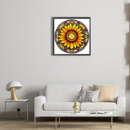 Sunflower Glass Painting - Full Round Drill Diamond Painting 30*30CM