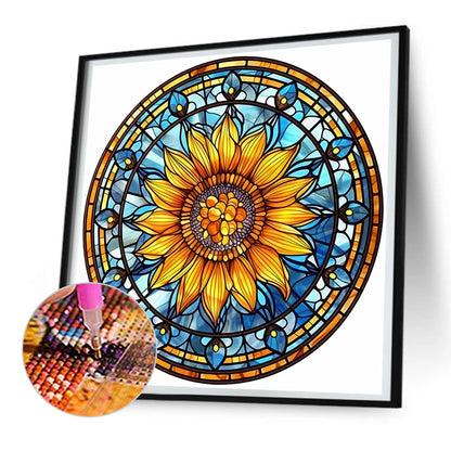 Sunflower Glass Painting - Full Round Drill Diamond Painting 30*30CM