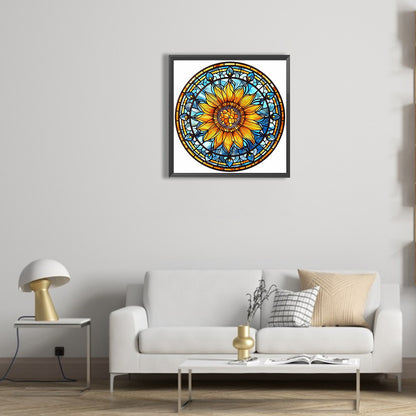 Sunflower Glass Painting - Full Round Drill Diamond Painting 30*30CM