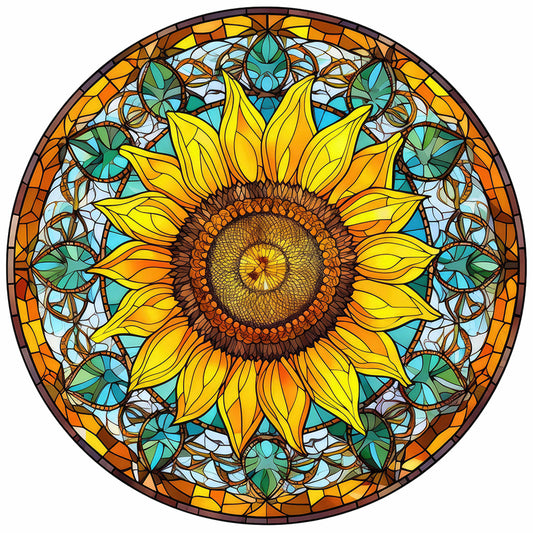 Sunflower Glass Painting - Full Round Drill Diamond Painting 30*30CM