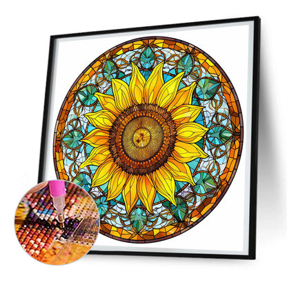 Sunflower Glass Painting - Full Round Drill Diamond Painting 30*30CM