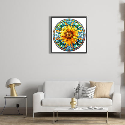 Sunflower Glass Painting - Full Round Drill Diamond Painting 30*30CM