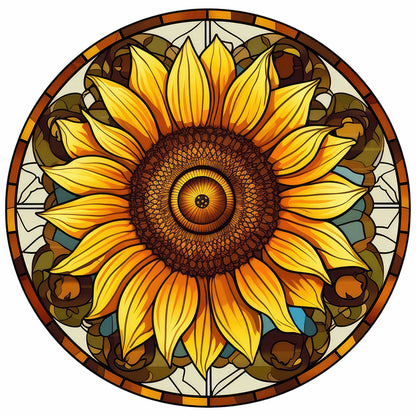 Sunflower Glass Painting - Full Round Drill Diamond Painting 30*30CM