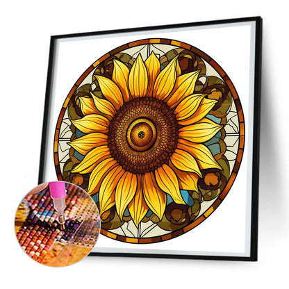 Sunflower Glass Painting - Full Round Drill Diamond Painting 30*30CM