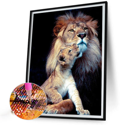 Lion Mother And Son - Full Round Drill Diamond Painting 50*60CM