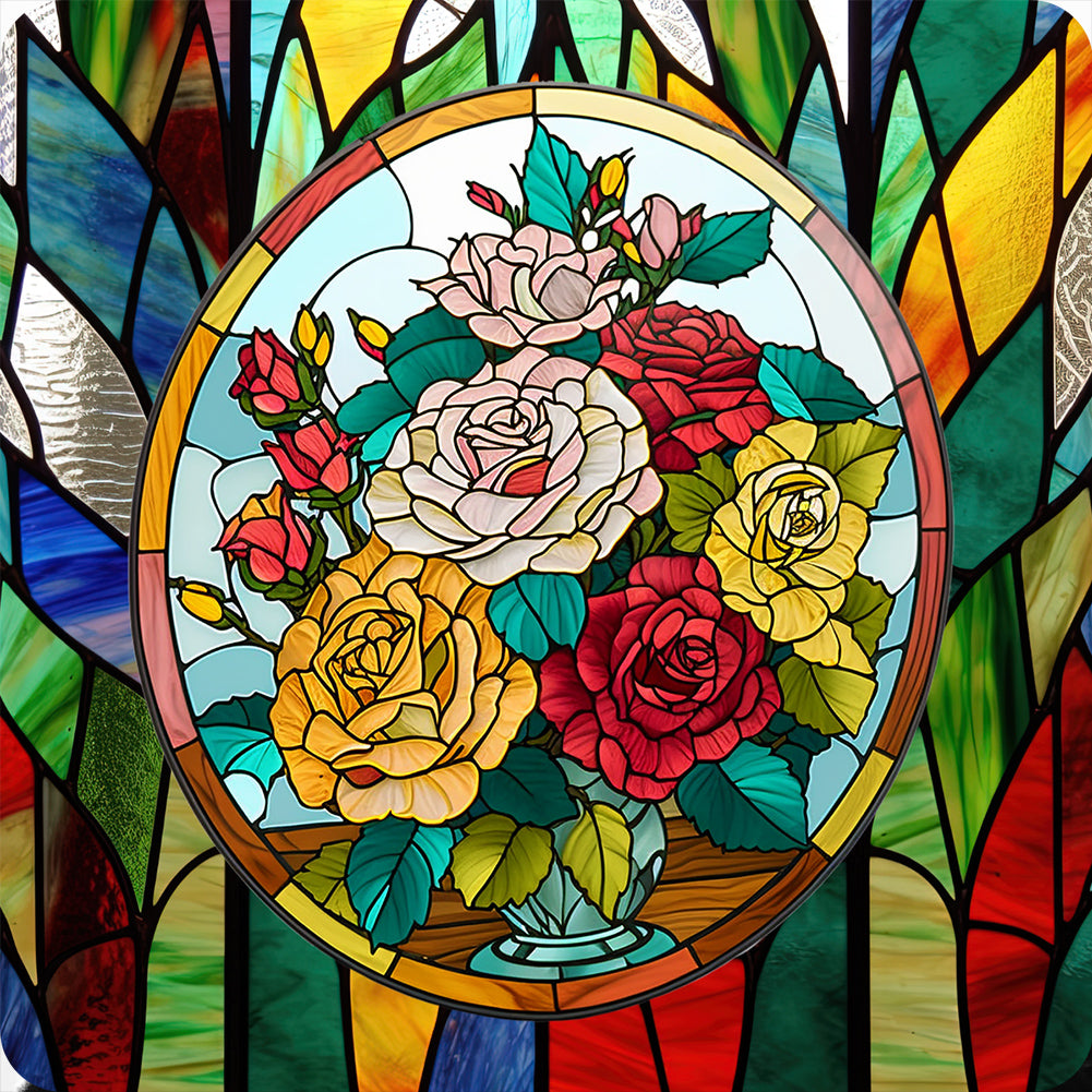 Flower Glass Painting - Full Round Drill Diamond Painting 30*30CM