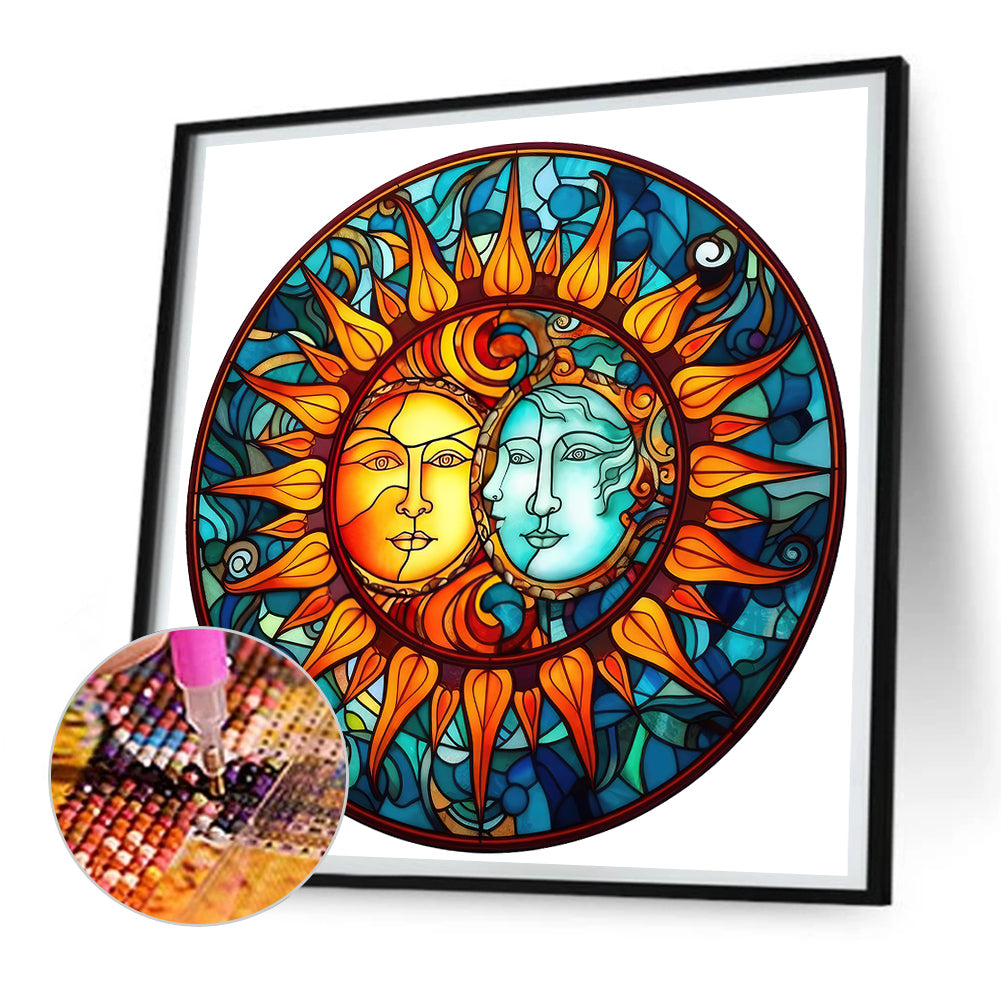 Star And Moon Glass Painting - Full Round Drill Diamond Painting 30*30CM