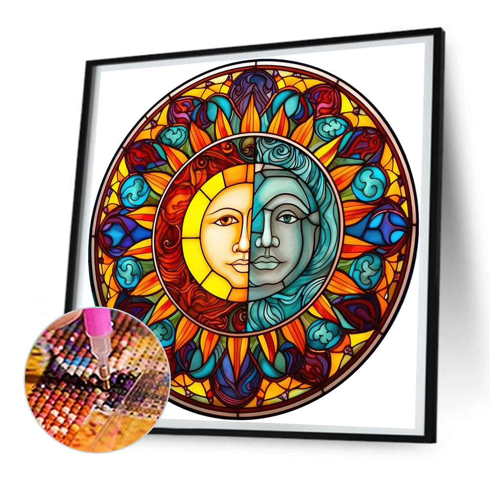 Star And Moon Glass Painting - Full Round Drill Diamond Painting 30*30CM