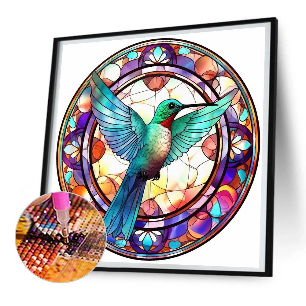 Hummingbird Glass Painting - Full Round Drill Diamond Painting 30*30CM