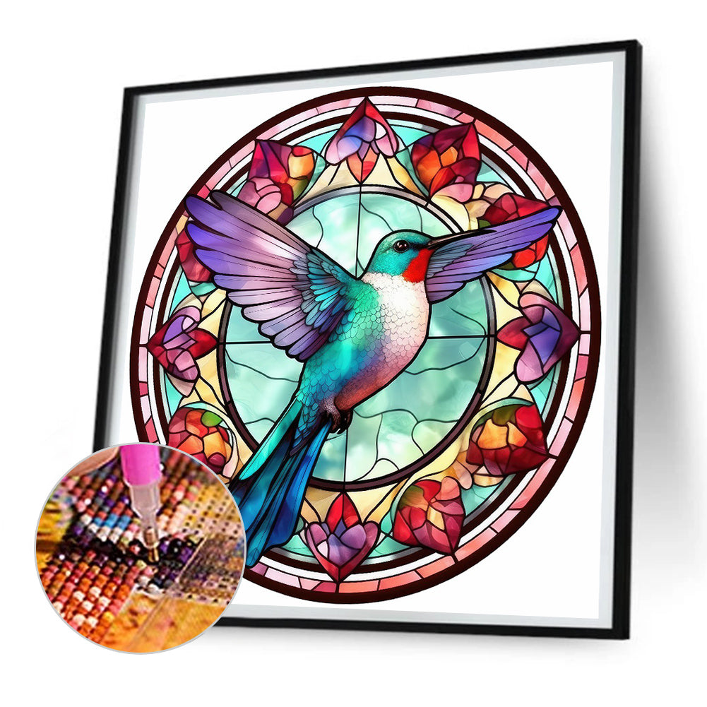 Hummingbird Glass Painting - Full Round Drill Diamond Painting 30*30CM