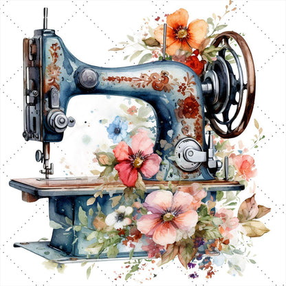 Sewing Machine - Full Round Drill Diamond Painting 30*30CM
