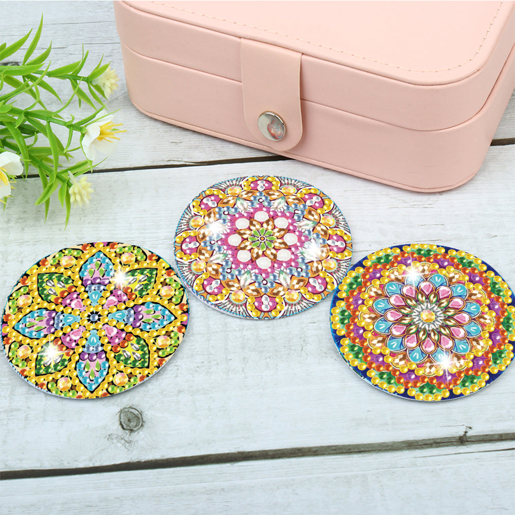 3pcs Crystal Diamond Mirror Portable DIY Art Craft Set Datura for Adult and Kids