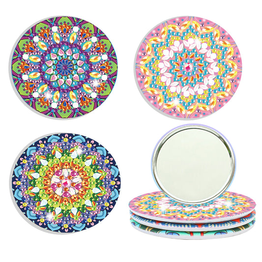 3pcs Crystal Diamond Mirror Portable DIY Art Craft Set Datura for Adult and Kids