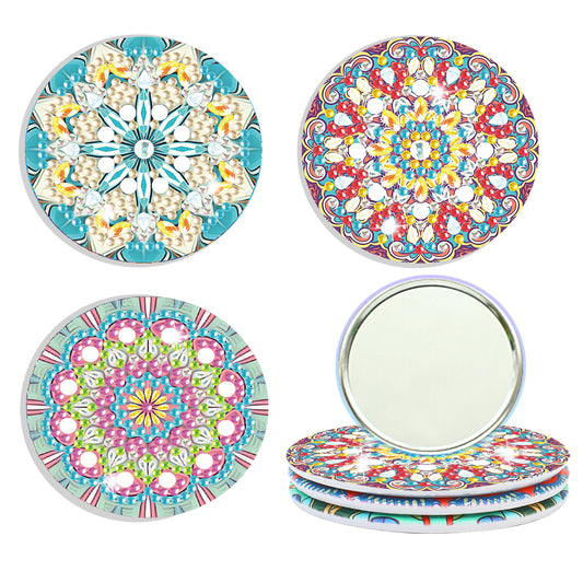 3pcs Crystal Diamond Mirror Portable DIY Art Craft Set Datura for Adult and Kids