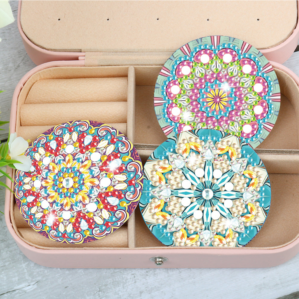 3pcs Crystal Diamond Mirror Portable DIY Art Craft Set Datura for Adult and Kids