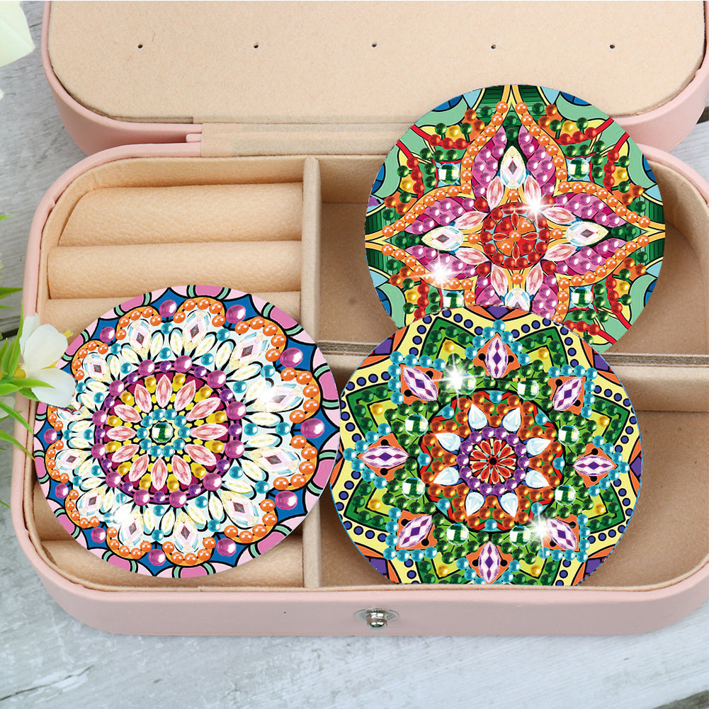 3pcs Crystal Diamond Mirror Portable DIY Art Craft Set Datura for Adult and Kids