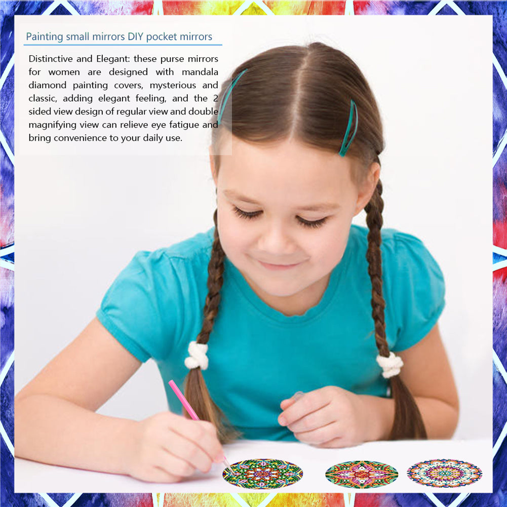 3pcs Crystal Diamond Mirror Portable DIY Art Craft Set Datura for Adult and Kids