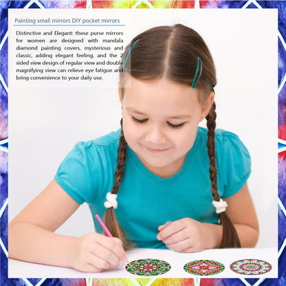 3pcs Crystal Diamond Mirror Portable DIY Art Craft Set Datura for Adult and Kids