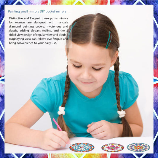 3pcs Crystal Diamond Mirror Portable DIY Art Craft Set Datura for Adult and Kids