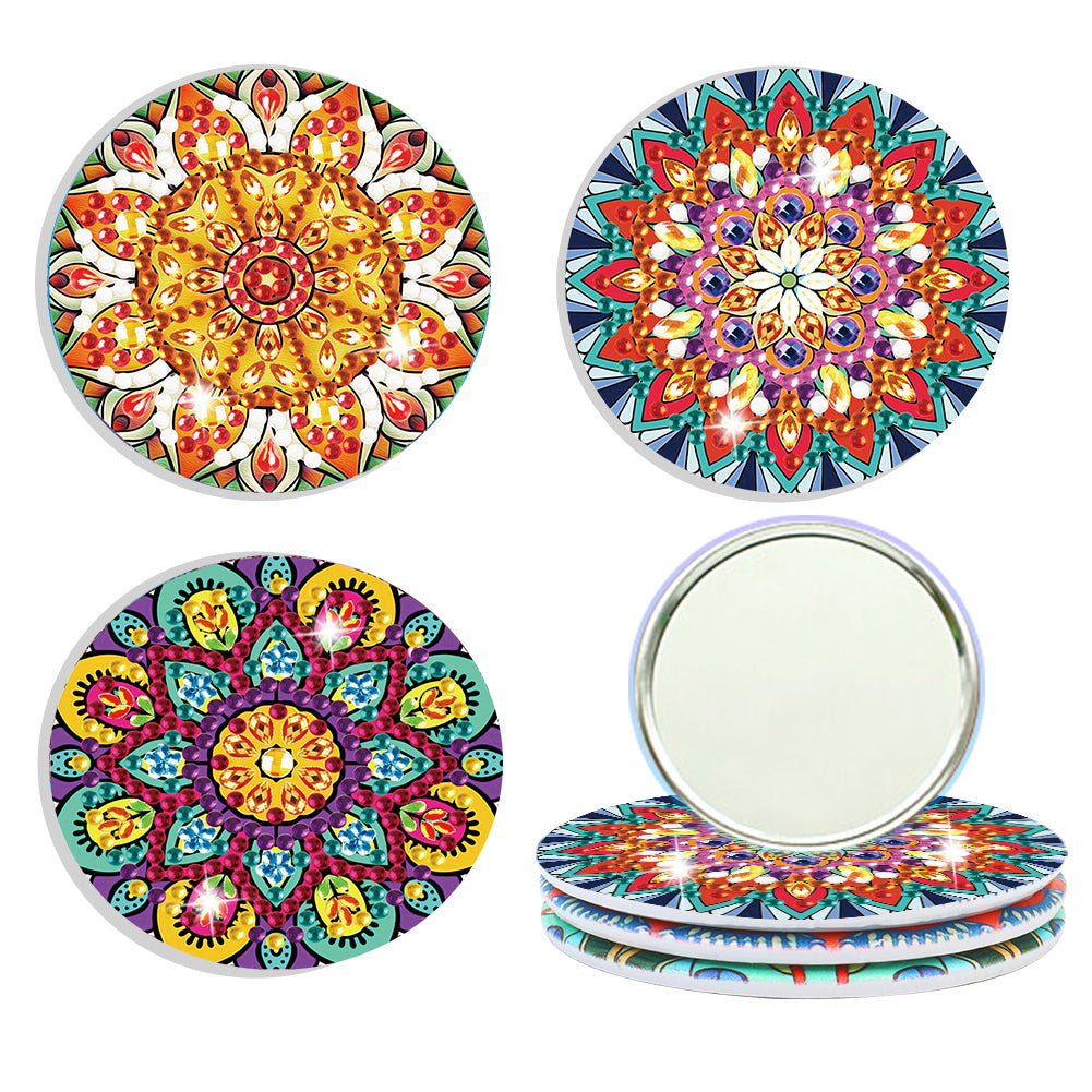 3pcs Crystal Diamond Mirror Portable DIY Art Craft Set Datura for Adult and Kids