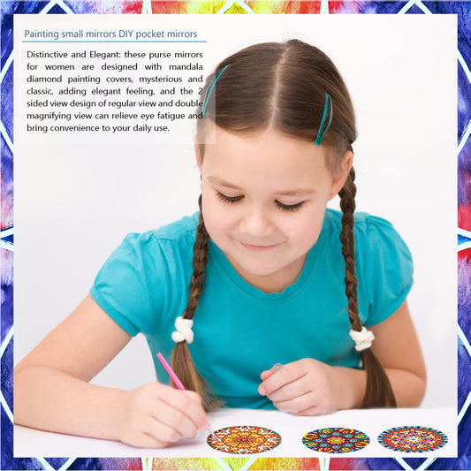 3pcs Crystal Diamond Mirror Portable DIY Art Craft Set Datura for Adult and Kids