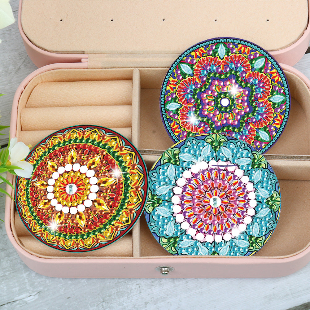 3pcs Crystal Diamond Mirror Portable DIY Art Craft Set Datura for Adult and Kids