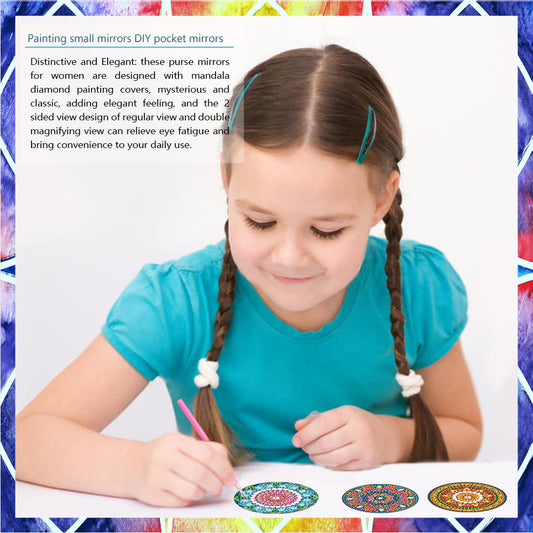 3pcs Crystal Diamond Mirror Portable DIY Art Craft Set Datura for Adult and Kids