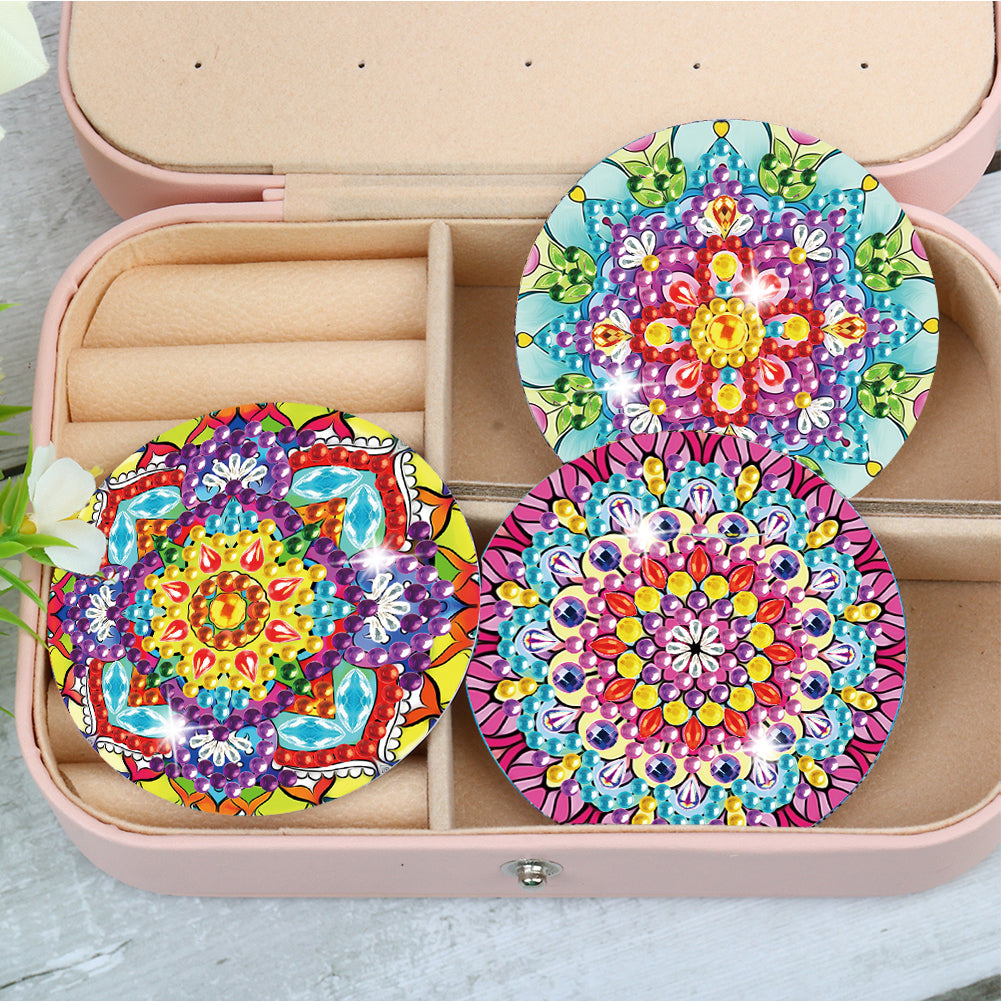 3pcs Crystal Diamond Mirror Portable DIY Art Craft Set Datura for Adult and Kids