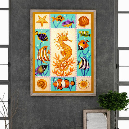 Seahorse - Full Round Drill Diamond Painting 30*40CM