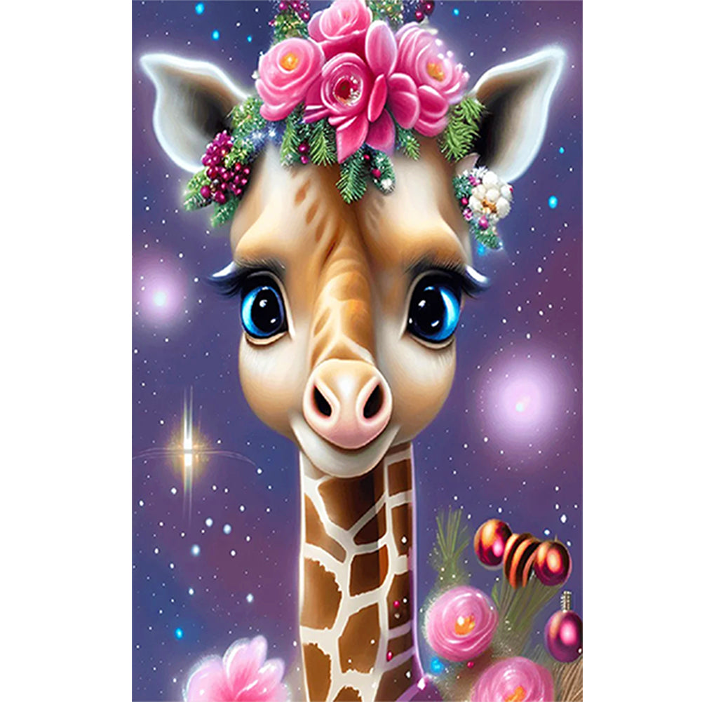 Giraffe Wearing Flowers - Full Square Drill Diamond Painting 20*30CM