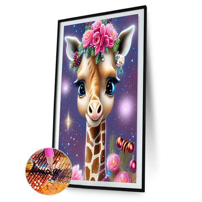 Giraffe Wearing Flowers - Full Square Drill Diamond Painting 20*30CM