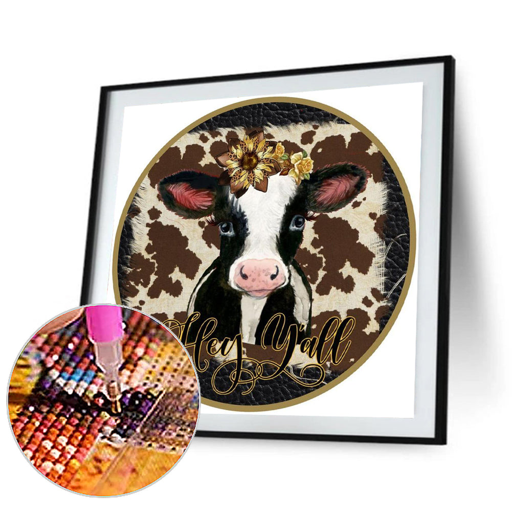 Round Cow - Full Round Drill Diamond Painting 30*30CM