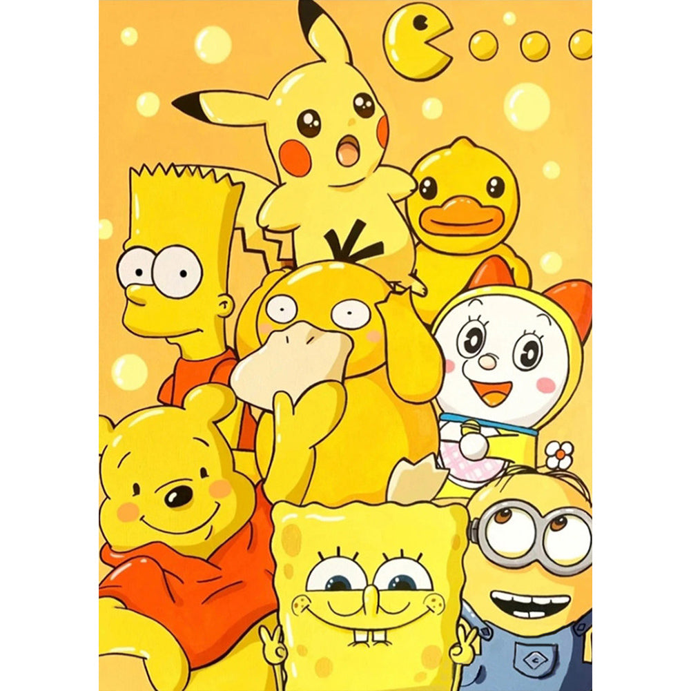 Yellow Cartoon Character - Full Round Drill Diamond Painting 25*35CM