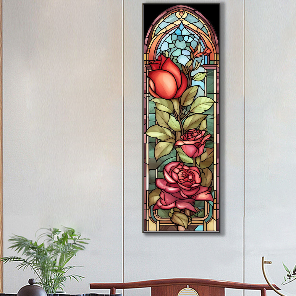 Rose Glass Painting - Full Round Drill Diamond Painting 30*90CM