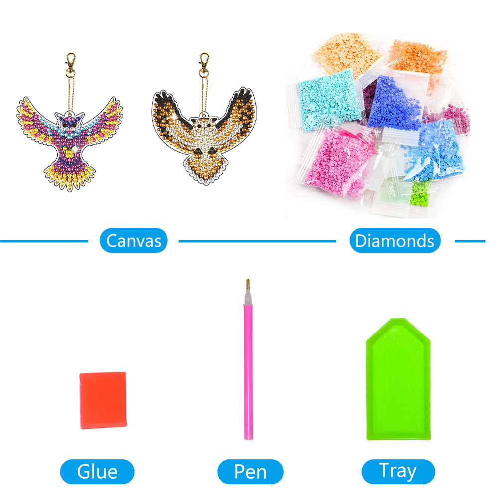 5D Diamond Art Key Rings Double Sided DIY Special-shaped Drill Bag Pandant Gifts