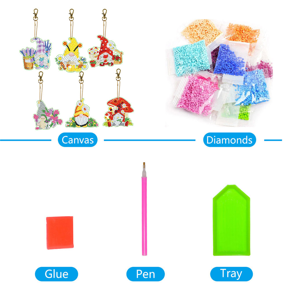 5D Diamond Art Key Rings Double Sided DIY Special-shaped Drill Bag Pandant Gifts