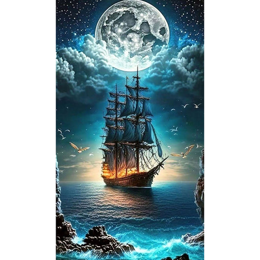 Sailing Boat - Full Round Drill Diamond Painting 40*70CM