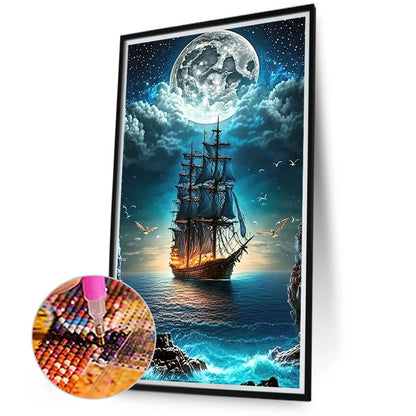 Sailing Boat - Full Round Drill Diamond Painting 40*70CM