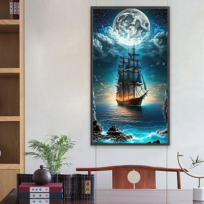 Sailing Boat - Full Round Drill Diamond Painting 40*70CM